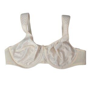 Just My Size Full Coverage Bra Light Beige 44B Adj Unpad Underwire Dots 1963LBB
